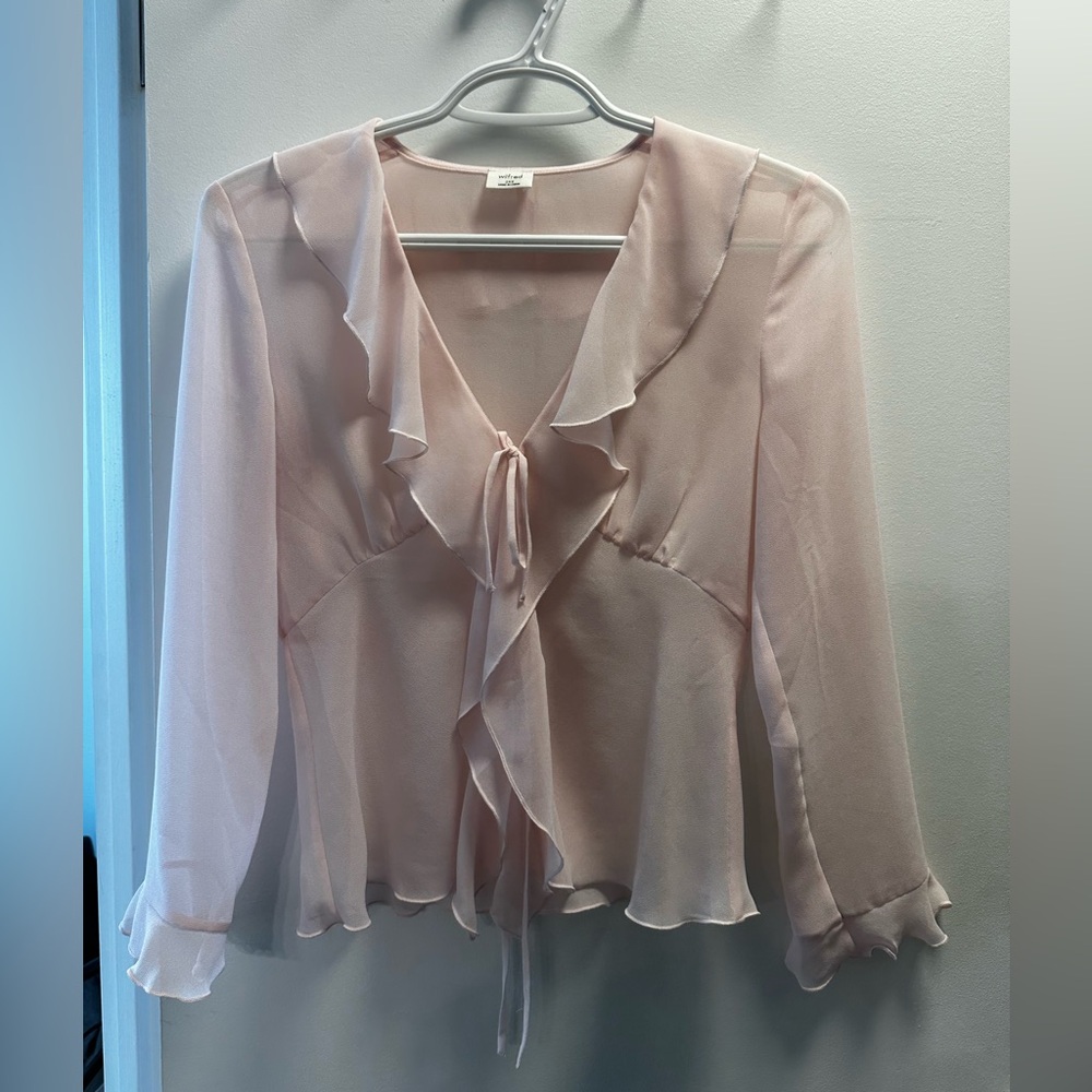 Wilfred Sheer Pink Ruffle Blouse (2XS)